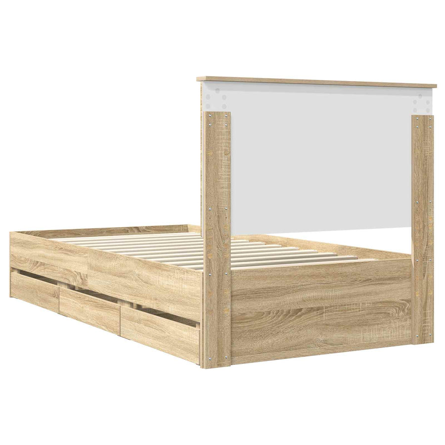 Bedframe Met Lade Ingenieurshout 100 x 200 cm Sonoma eiken