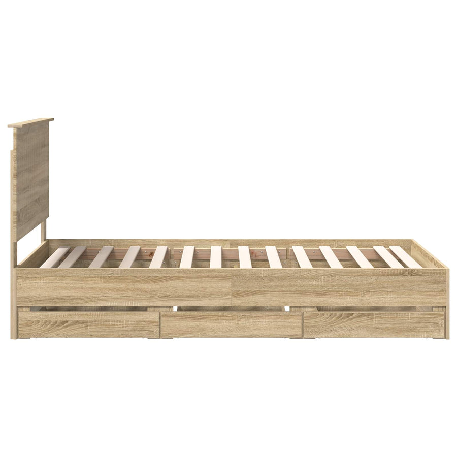 Bedframe Met Lade Ingenieurshout 100 x 200 cm Sonoma eiken
