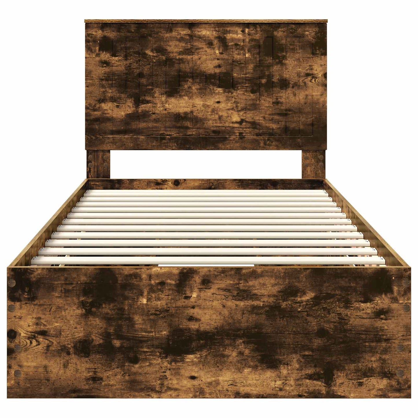 Bedframe Met Lade Ingenieurshout 100 x 200 cm Gerookt eiken