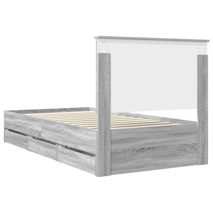Bedframe Met Lade Ingenieurshout 100 x 200 cm Grijs sonoma