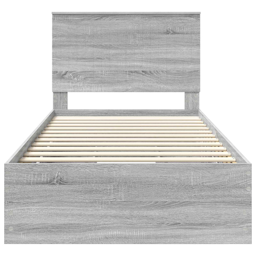 Bedframe Met Lade Ingenieurshout 100 x 200 cm Grijs sonoma