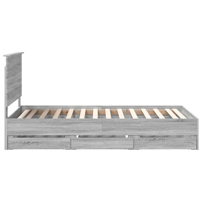 Bedframe Met Lade Ingenieurshout 100 x 200 cm Grijs sonoma