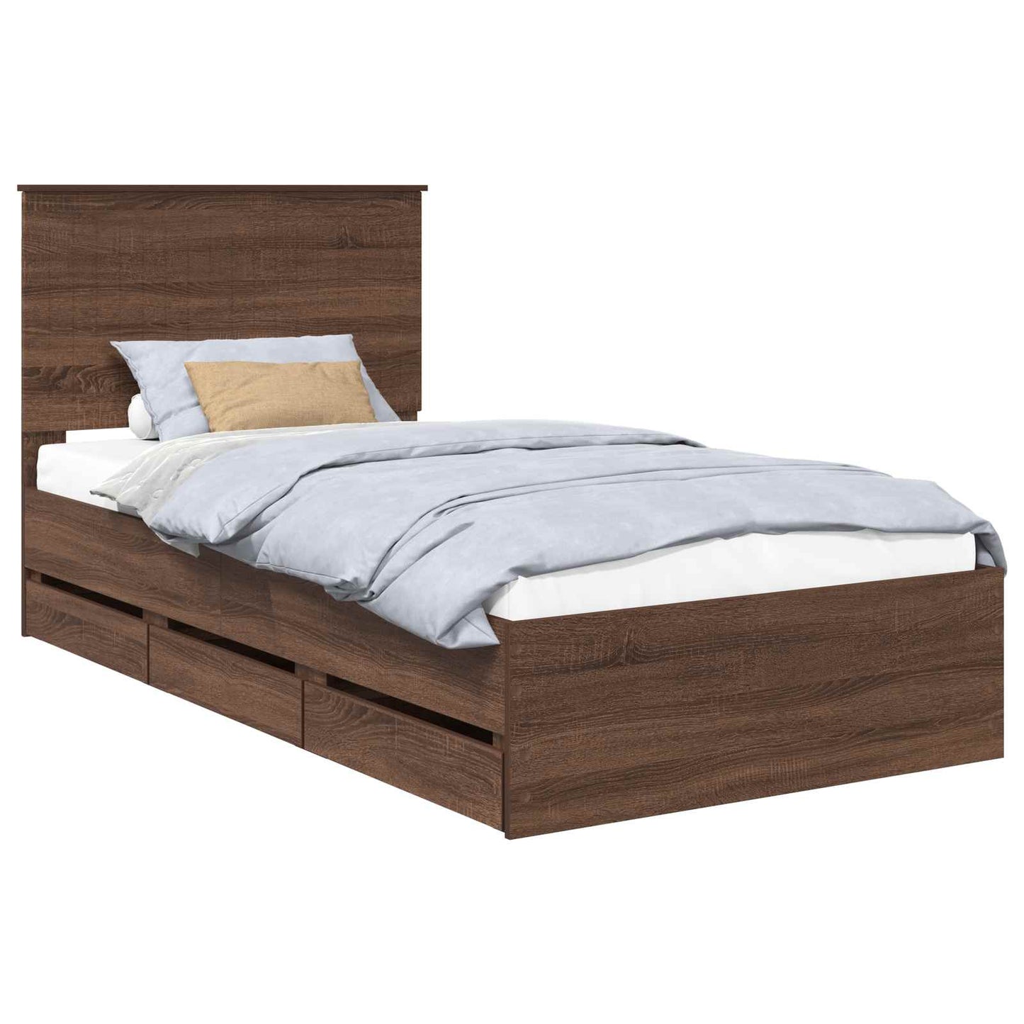 Bedframe Met Lade Bruin Eiken Ingenieurshout 100 x 200 cm bruin eikenkleur
