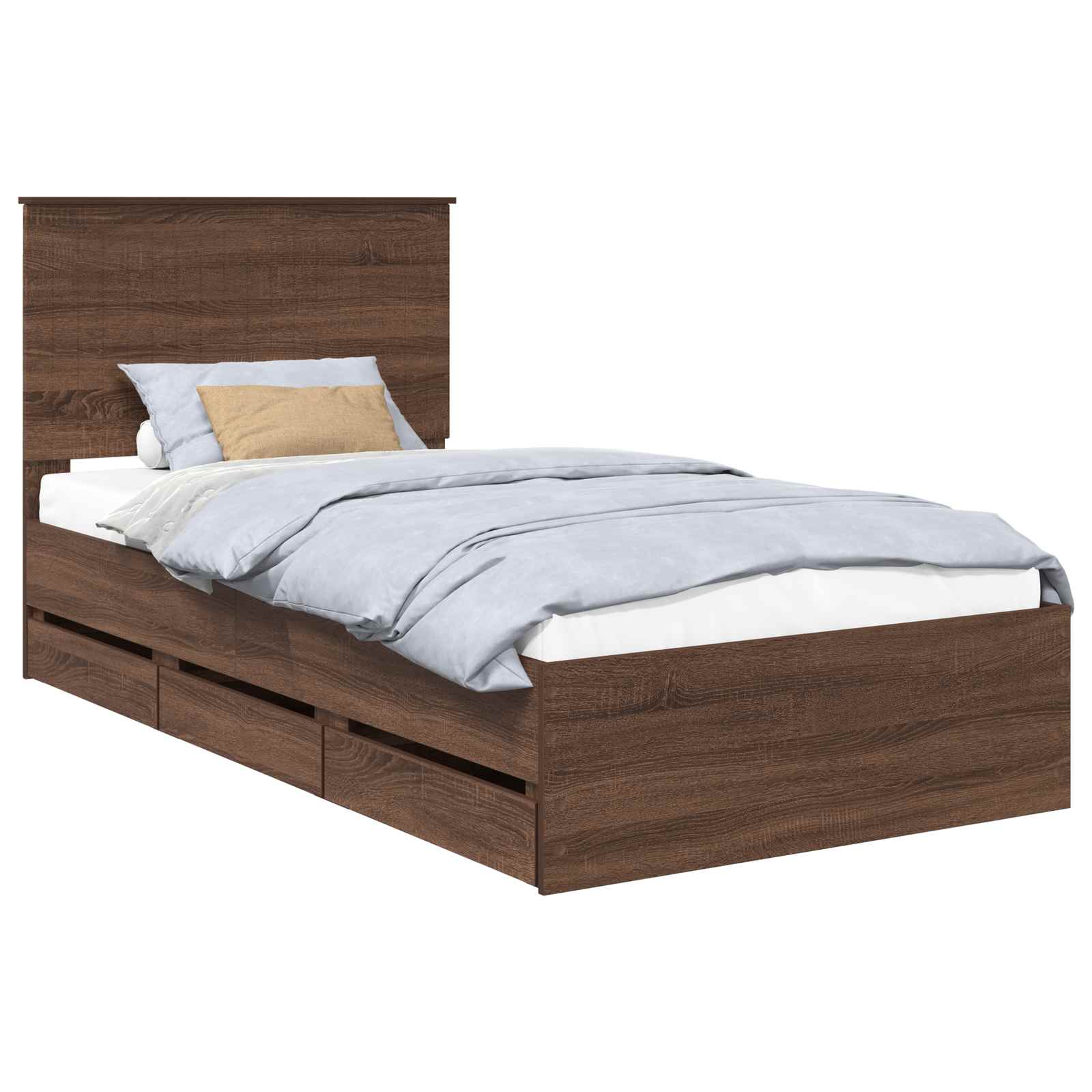 Bedframe Met Lade Bruin Eiken Ingenieurshout 100 x 200 cm bruin eikenkleur