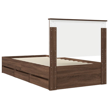Bedframe Met Lade Bruin Eiken Ingenieurshout 100 x 200 cm bruin eikenkleur