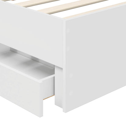 Bedframe Met Lade Met Hoofdeinde 90 X 190 Cm Ingenieurshout 90 x 200 cm Wit