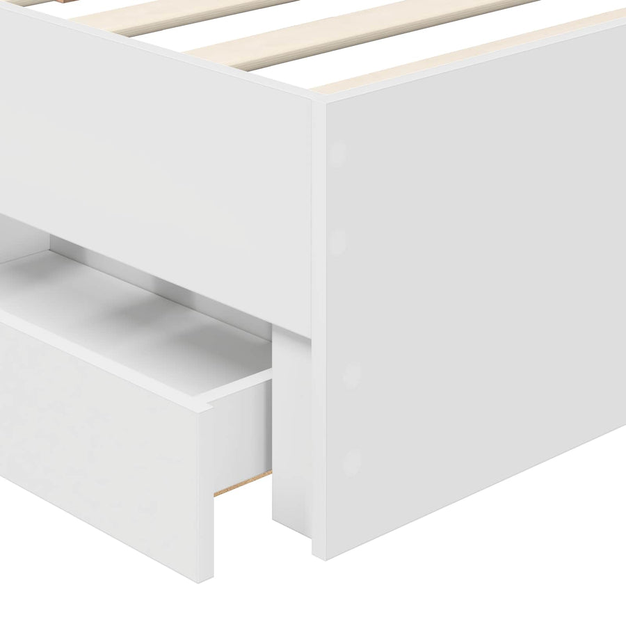 Bedframe Met Lade Met Hoofdeinde 90 X 190 Cm Ingenieurshout 90 x 200 cm Wit