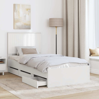 Bedframe Met Lade Met Hoofdeinde 90 X 190 Cm Ingenieurshout 90 x 200 cm Wit
