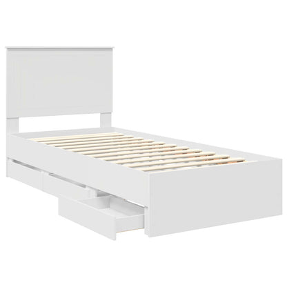 Bedframe Met Lade Met Hoofdeinde 90 X 190 Cm Ingenieurshout 90 x 200 cm Wit
