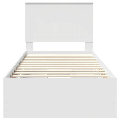 Bedframe Met Lade Met Hoofdeinde 90 X 190 Cm Ingenieurshout 90 x 200 cm Wit