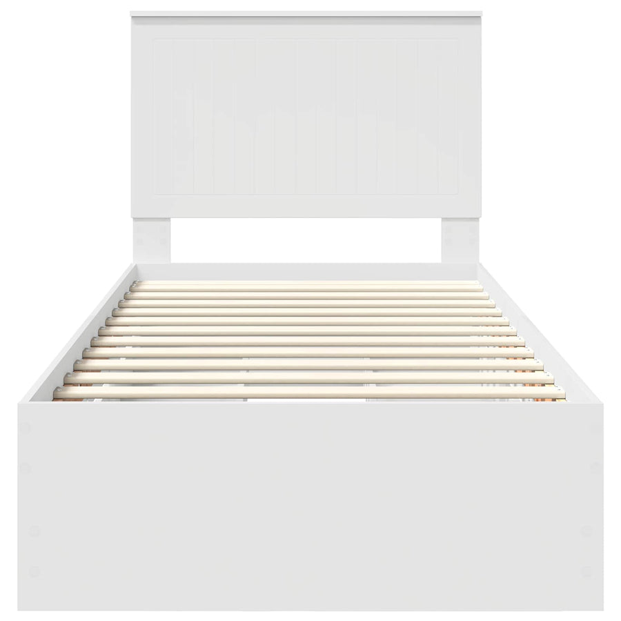 Bedframe Met Lade Met Hoofdeinde 90 X 190 Cm Ingenieurshout 90 x 200 cm Wit