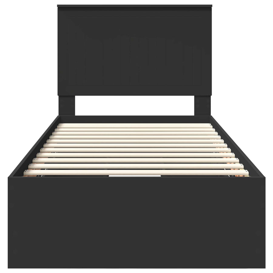 Bedframe Met Lade Met Opslag 90 X 190 Cm Ingenieurshout 90 x 200 cm Zwart