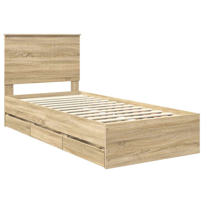 Bedframe Met Lade 90 X 190 Cm Ingenieurshout 90 x 200 cm Sonoma eiken