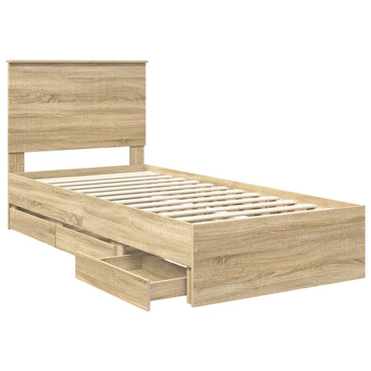 Bedframe Met Lade 90 X 190 Cm Ingenieurshout 90 x 200 cm Sonoma eiken