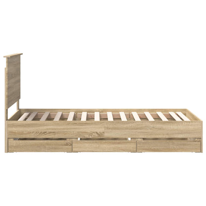 Bedframe Met Lade 90 X 190 Cm Ingenieurshout 90 x 200 cm Sonoma eiken
