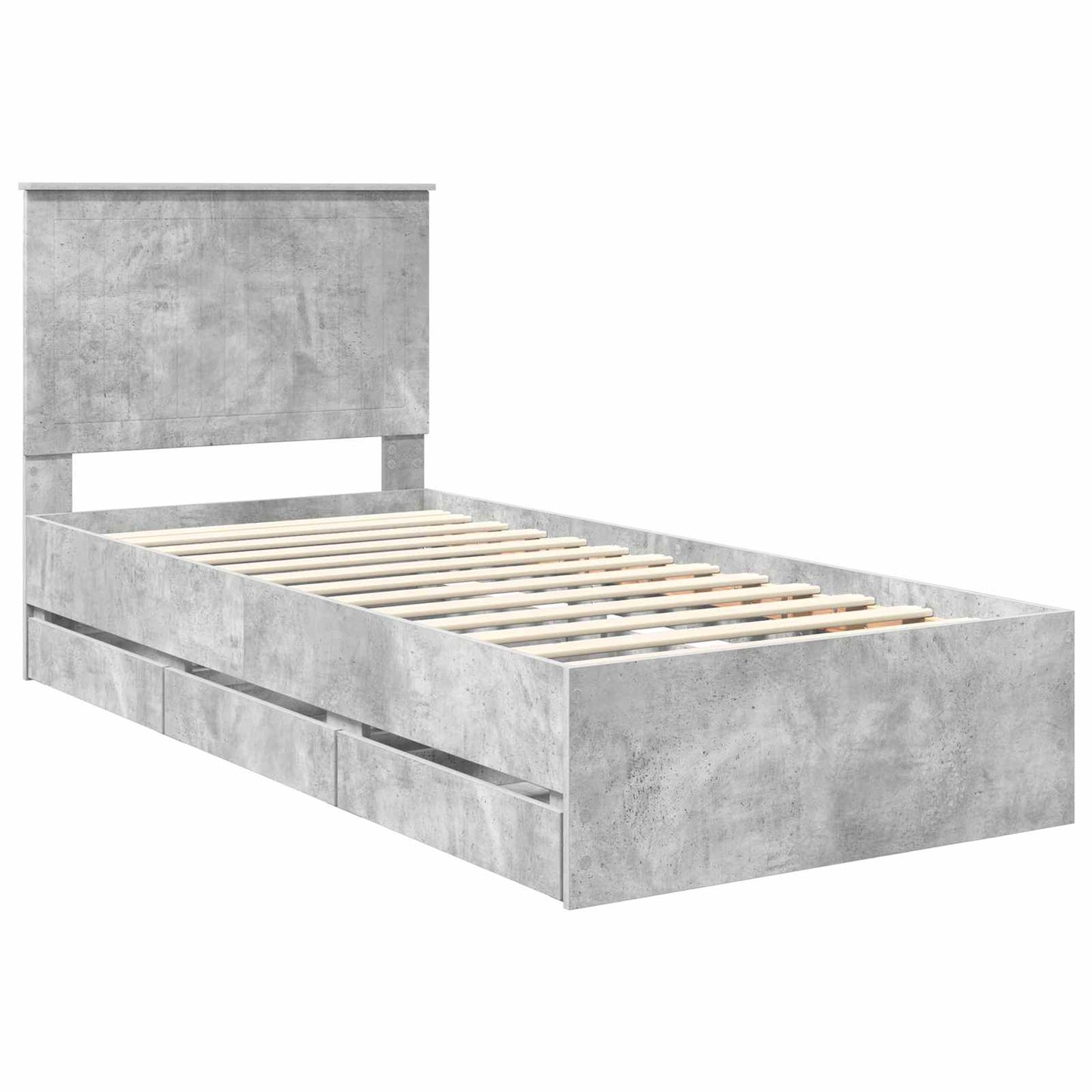Bedframe Met Lade Beton Grijs 90 X 190 Cm Ingenieurshout 90 x 200 cm Betongrijs