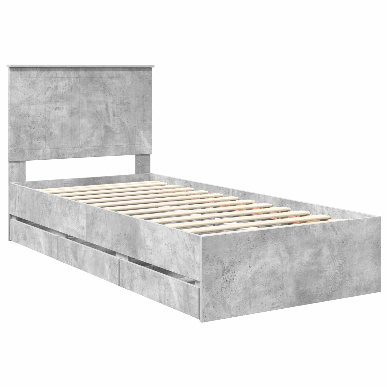 Bedframe Met Lade Beton Grijs 90 X 190 Cm Ingenieurshout 90 x 200 cm Betongrijs