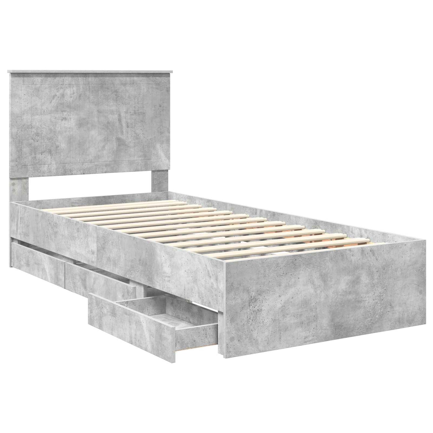 Bedframe Met Lade Beton Grijs 90 X 190 Cm Ingenieurshout 90 x 200 cm Betongrijs