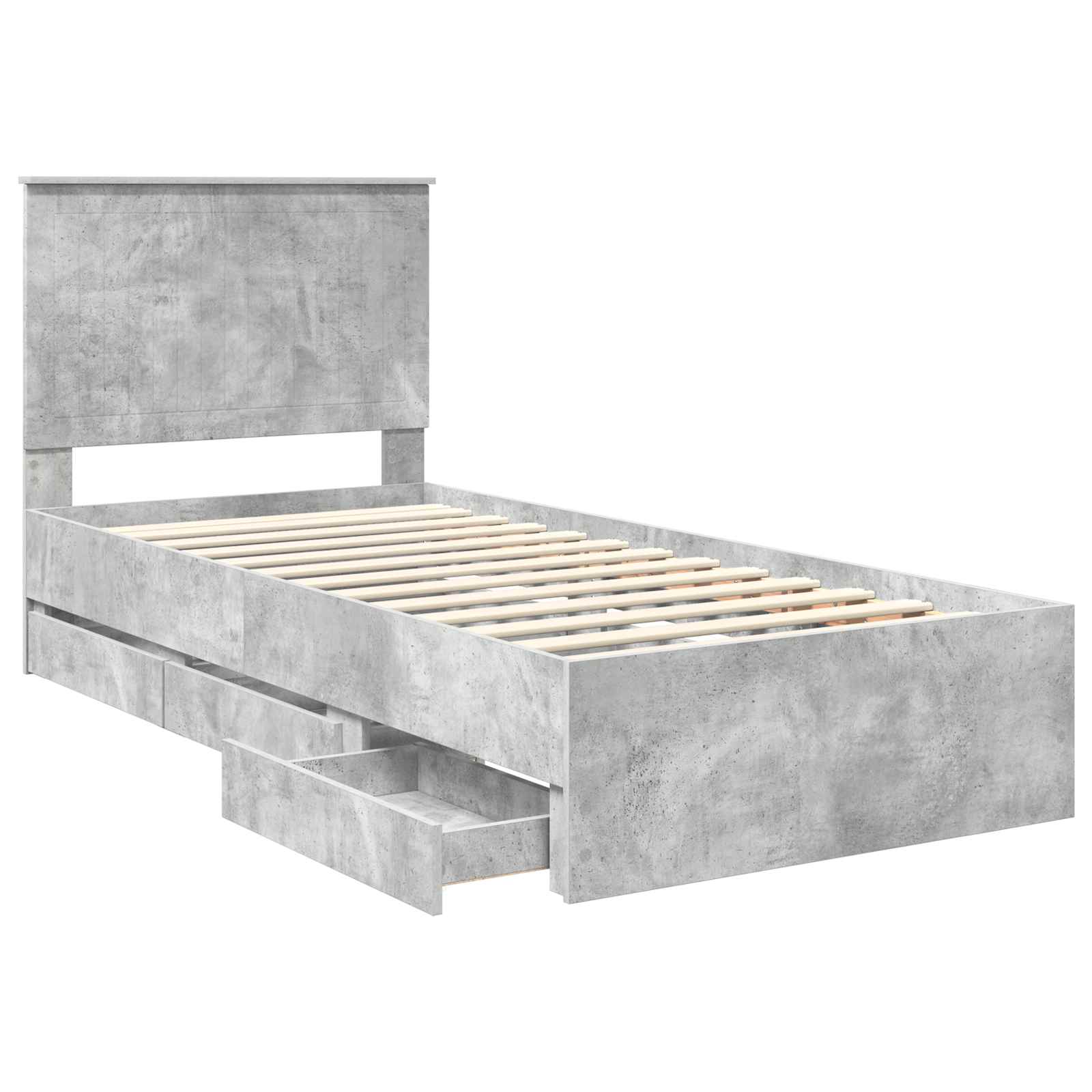 Bedframe Met Lade Beton Grijs 90 X 190 Cm Ingenieurshout 90 x 200 cm Betongrijs