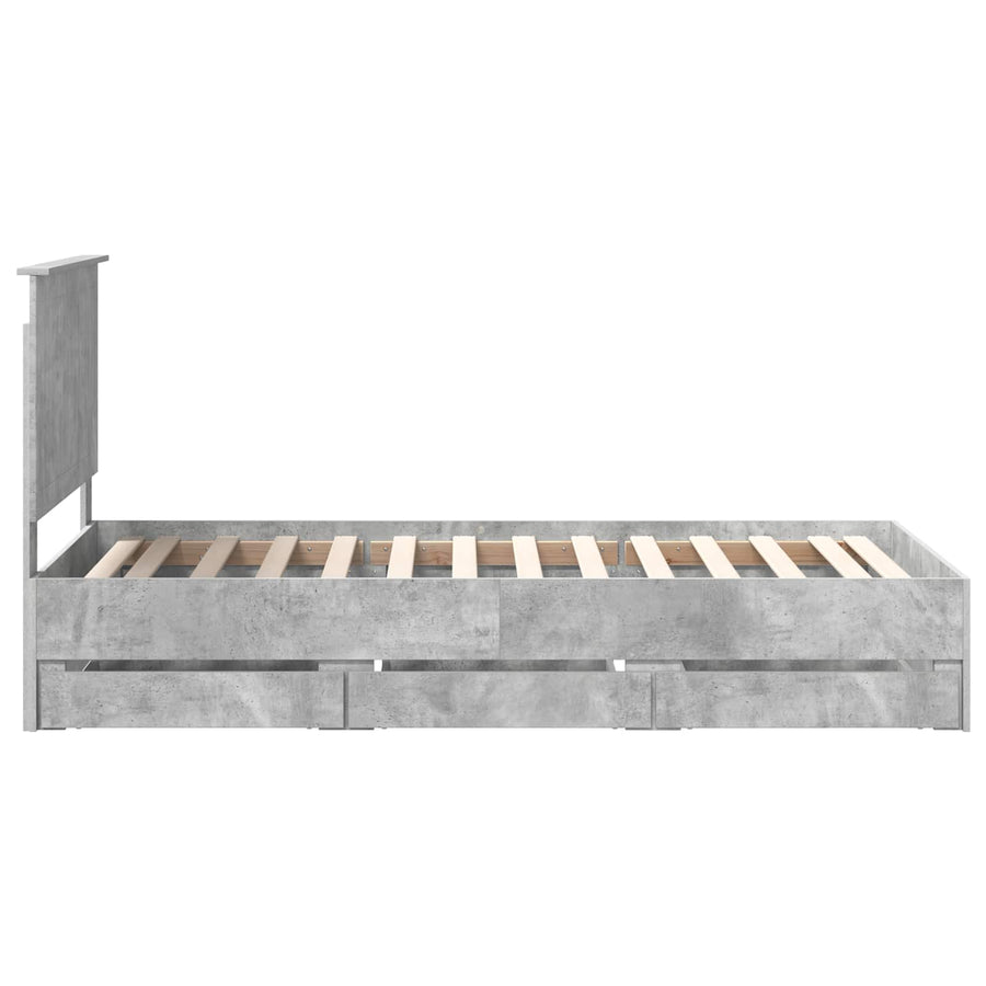 Bedframe Met Lade Beton Grijs 90 X 190 Cm Ingenieurshout 90 x 200 cm Betongrijs