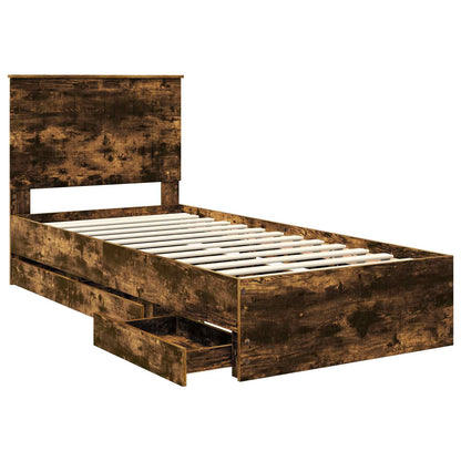 Bedframe Met Lade 90 X 190 Cm Ingenieurshout 90 x 200 cm Gerookt eiken