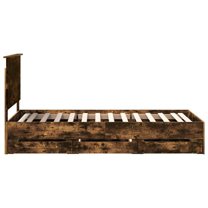 Bedframe Met Lade 90 X 190 Cm Ingenieurshout 90 x 200 cm Gerookt eiken