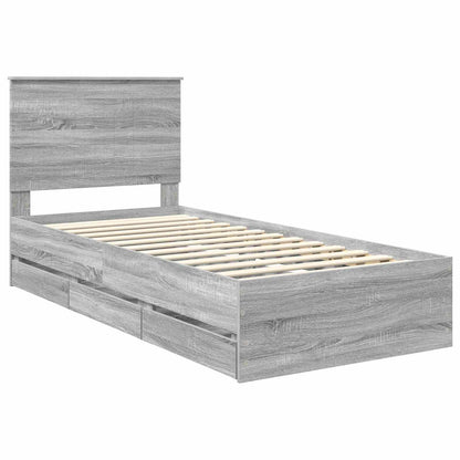 Bedframe met hoofdeinde Grijs Sonoma 90 x 190 cm Ingenieurshout