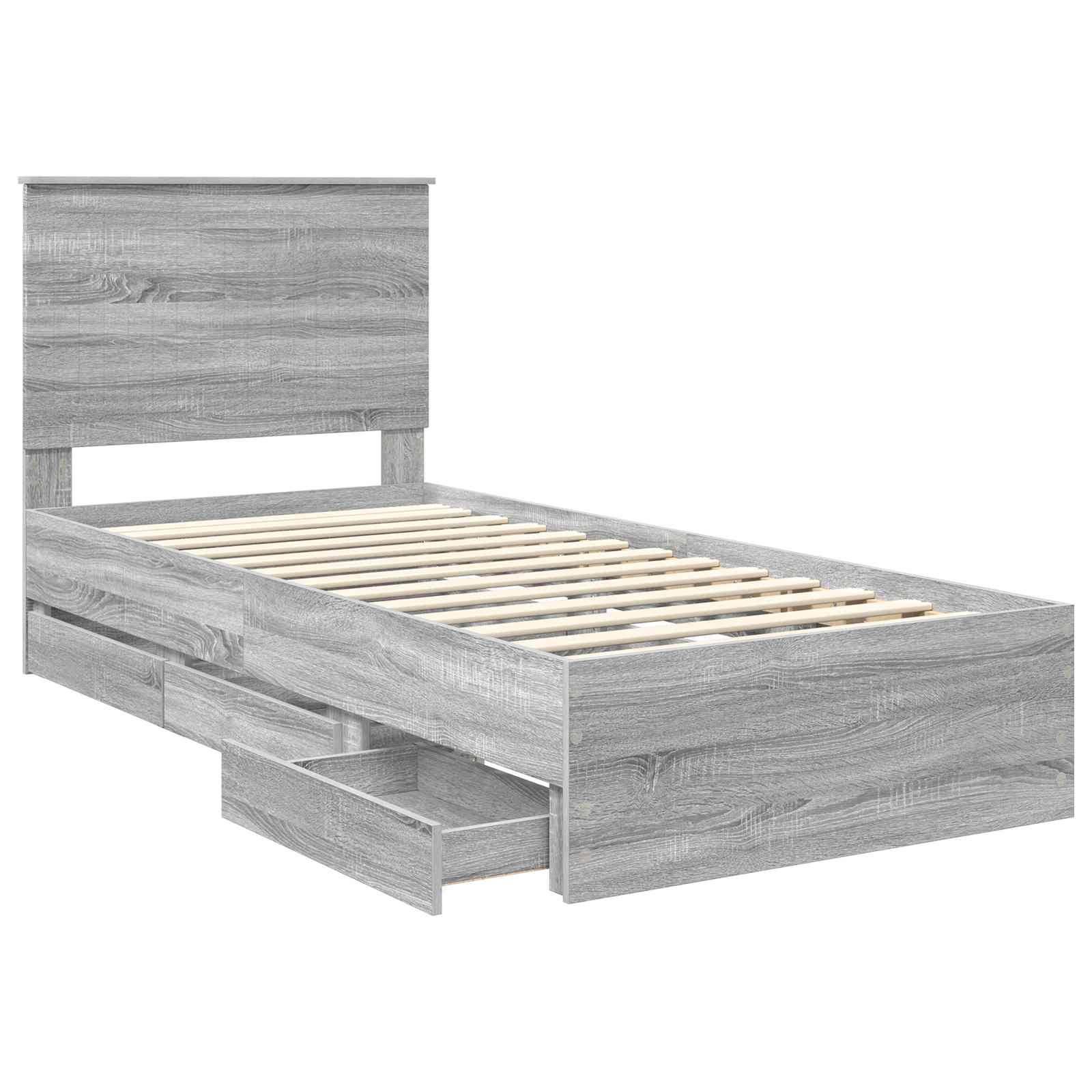 Bedframe met hoofdeinde Grijs Sonoma 90 x 190 cm Ingenieurshout