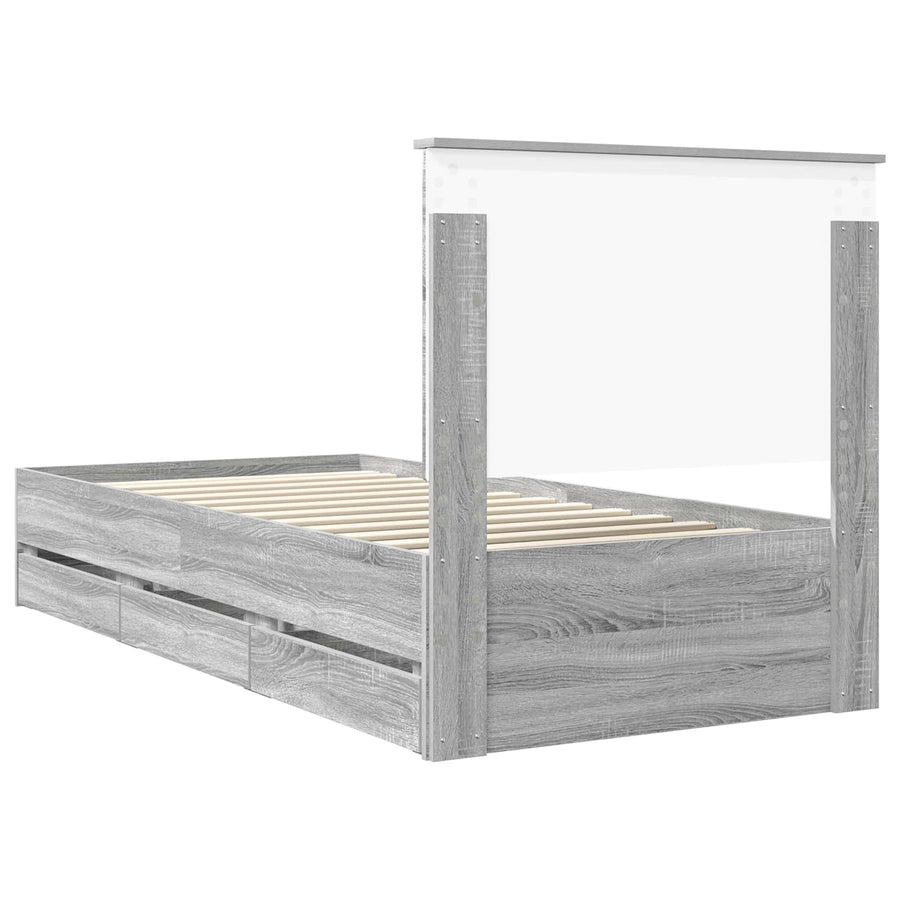 Bedframe met hoofdeinde Grijs Sonoma 90 x 190 cm Ingenieurshout