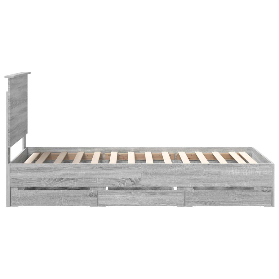 Bedframe met hoofdeinde Grijs Sonoma 90 x 190 cm Ingenieurshout