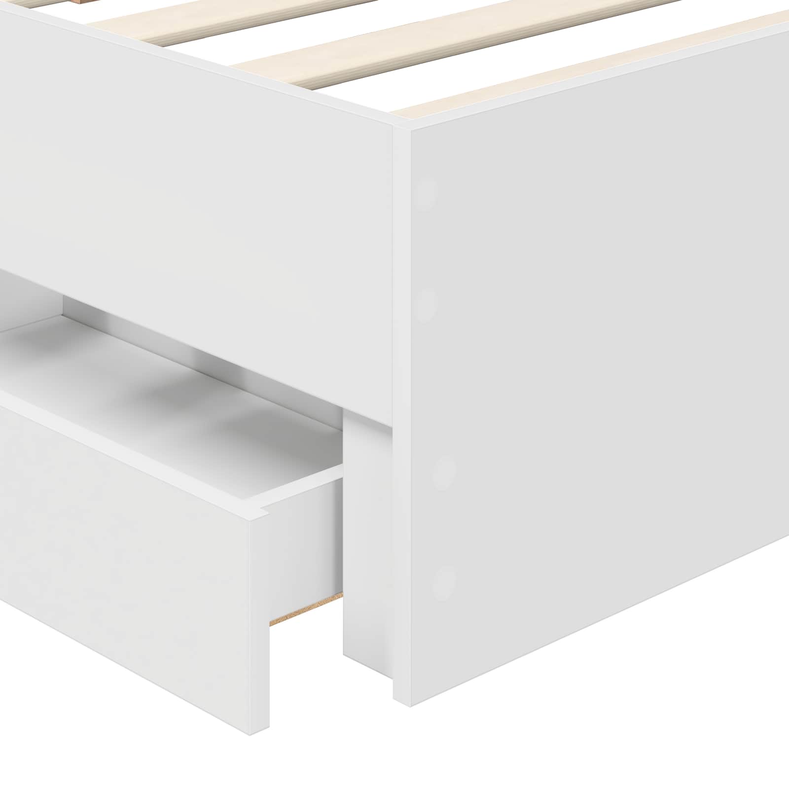 Bedframe Met Lade Met Hoofdeinde 90 X 200 Cm Ingenieurshout 90 x 190 cm Wit
