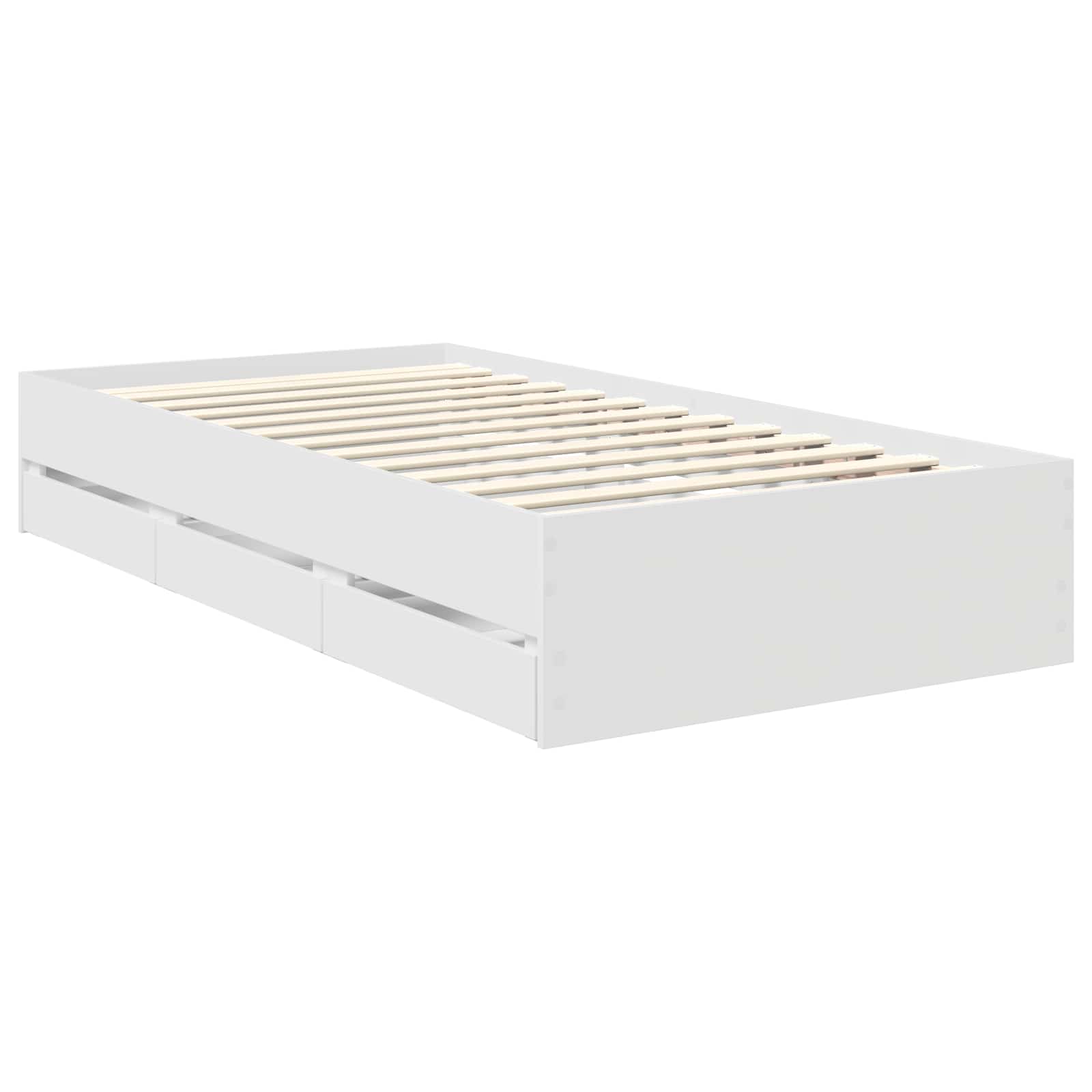 Bedframe Met Lade Met Hoofdeinde 90 X 200 Cm Ingenieurshout 90 x 190 cm Wit