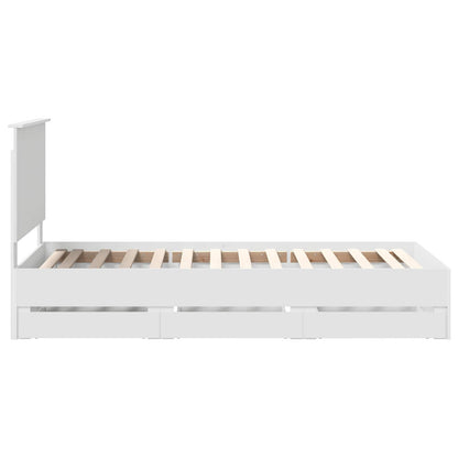 Bedframe Met Lade Met Hoofdeinde 90 X 200 Cm Ingenieurshout 90 x 190 cm Wit