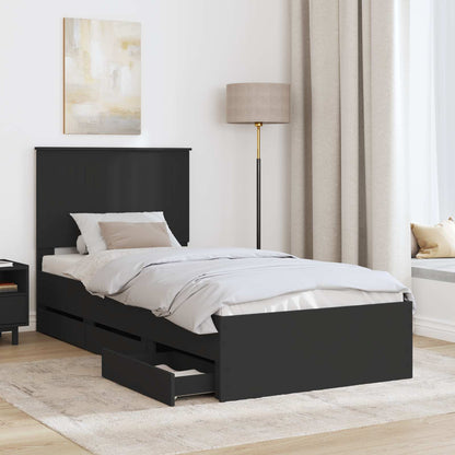 Bedframe Met Lade Met Opslag 90 X 200 Cm Ingenieurshout 90 x 190 cm Zwart