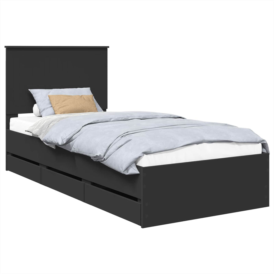 Bedframe Met Lade Met Opslag 90 X 200 Cm Ingenieurshout 90 x 190 cm Zwart