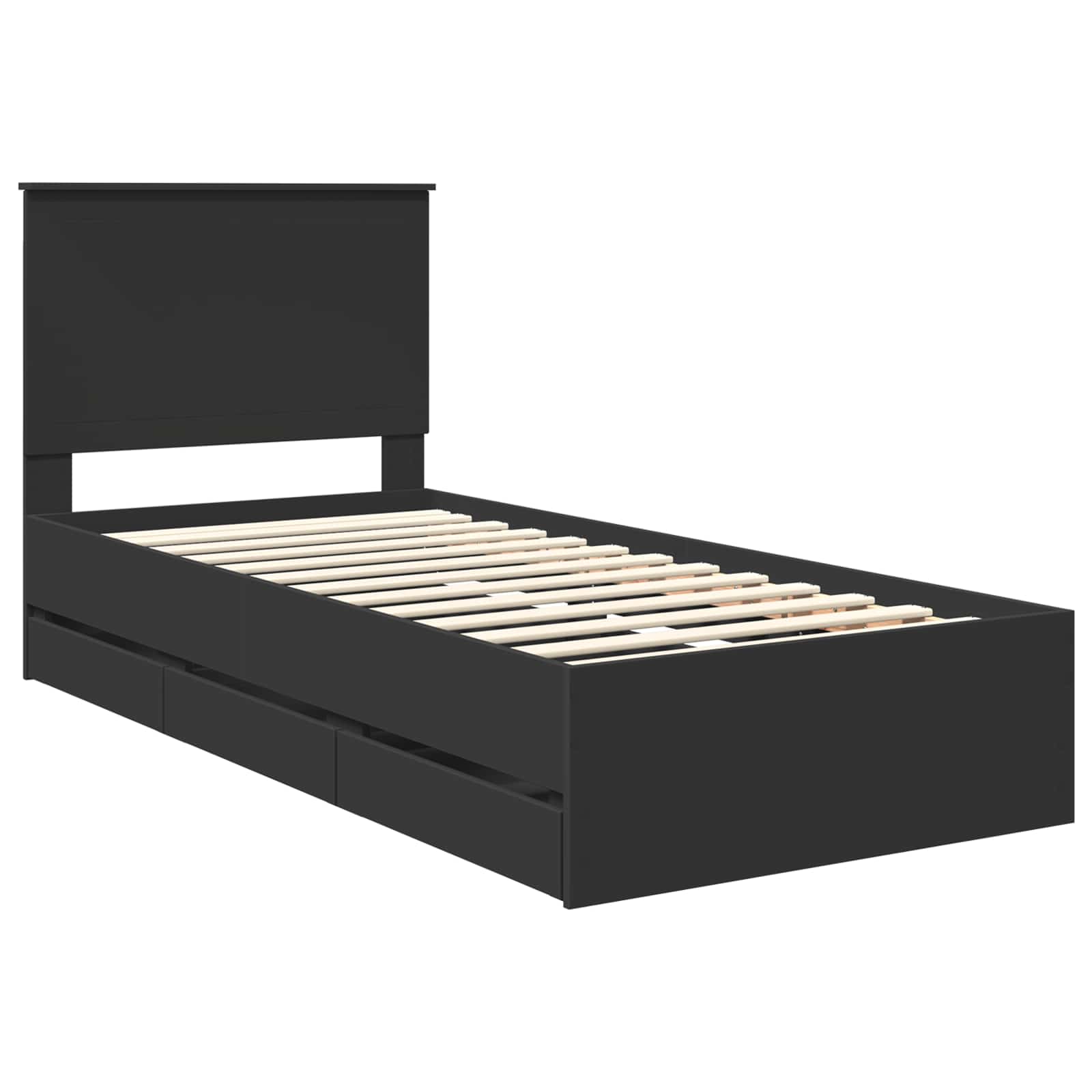 Bedframe Met Lade Met Opslag 90 X 200 Cm Ingenieurshout 90 x 190 cm Zwart