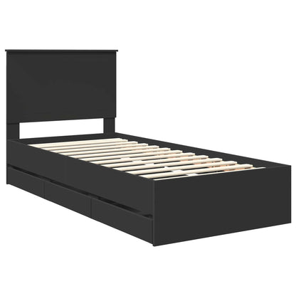 Bedframe Met Lade Met Opslag 90 X 200 Cm Ingenieurshout 90 x 190 cm Zwart