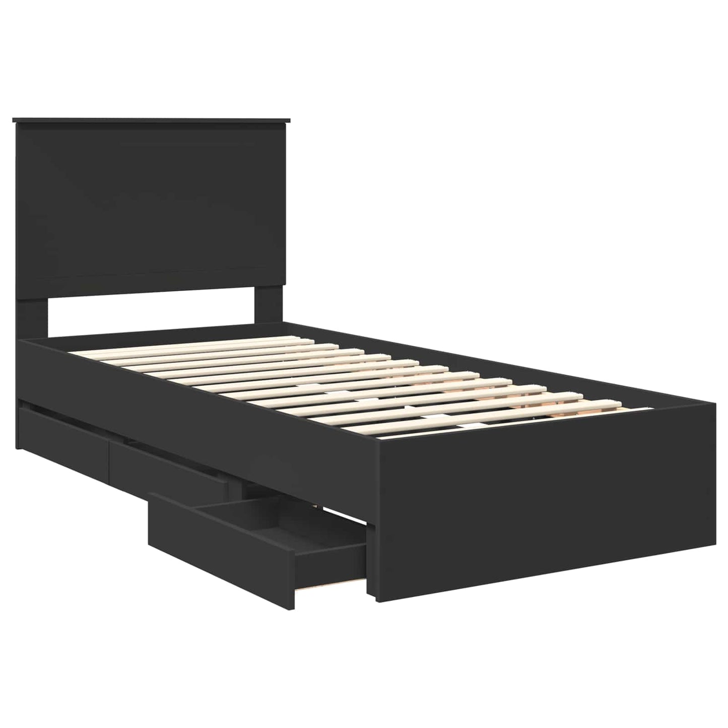 Bedframe Met Lade Met Opslag 90 X 200 Cm Ingenieurshout 90 x 190 cm Zwart