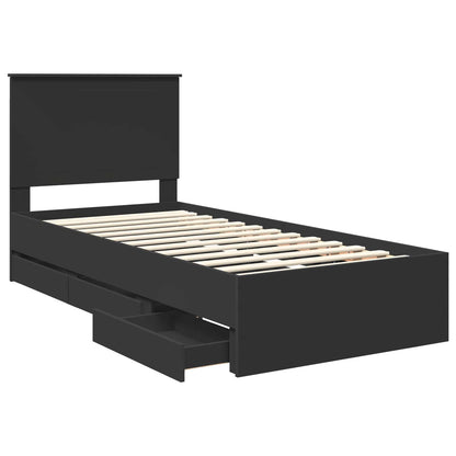 Bedframe Met Lade Met Opslag 90 X 200 Cm Ingenieurshout 90 x 190 cm Zwart
