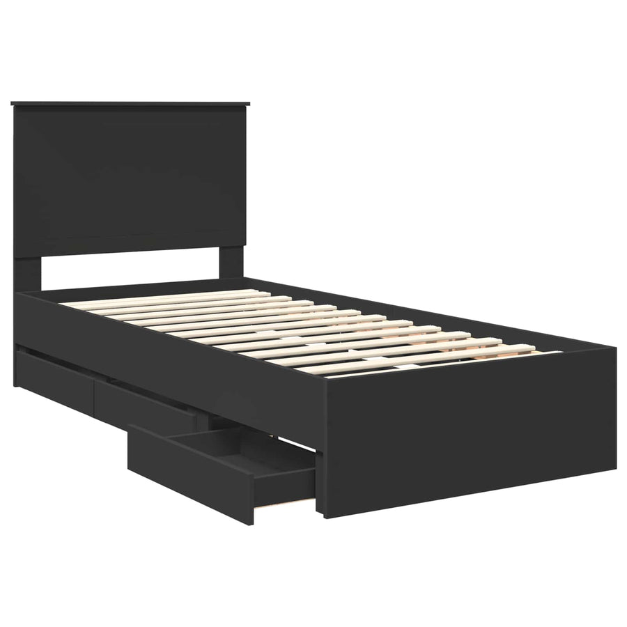 Bedframe Met Lade Met Opslag 90 X 200 Cm Ingenieurshout 90 x 190 cm Zwart
