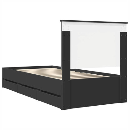 Bedframe Met Lade Met Opslag 90 X 200 Cm Ingenieurshout 90 x 190 cm Zwart