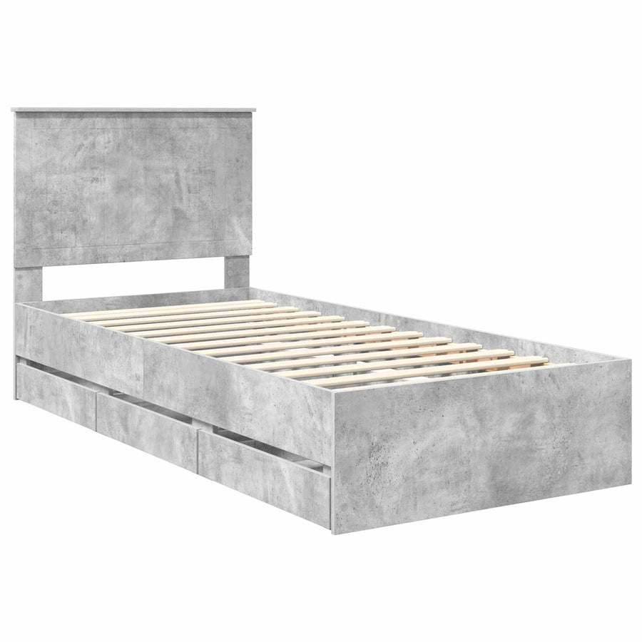 Bedframe Met Lade Beton Grijs 90 X 200 Cm Ingenieurshout 90 x 190 cm Betongrijs