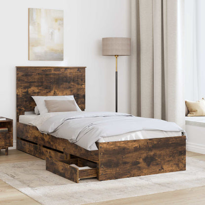 Bedframe Met Lade 90 X 200 Cm Ingenieurshout 90 x 190 cm Gerookt eiken