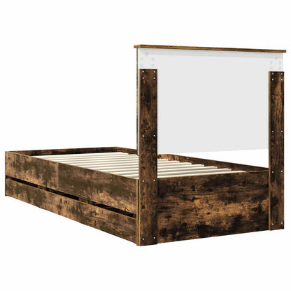Bedframe Met Lade 90 X 200 Cm Ingenieurshout 90 x 190 cm Gerookt eiken
