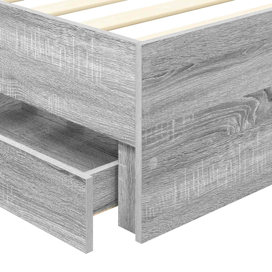 Bedframe Met Lade 90 X 200 Cm Ingenieurshout 90 x 190 cm Grijs sonoma