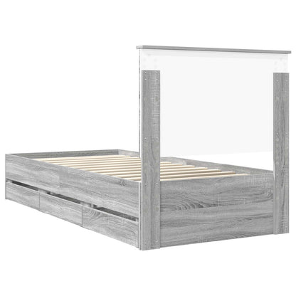Bedframe Met Lade 90 X 200 Cm Ingenieurshout 90 x 190 cm Grijs sonoma