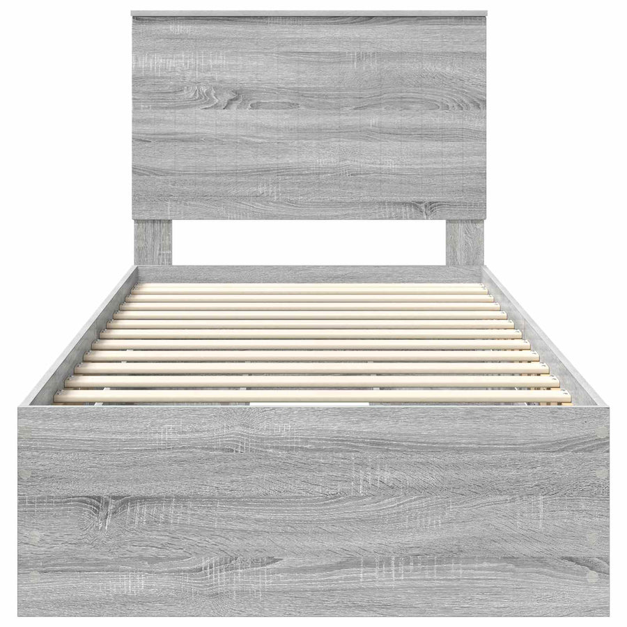 Bedframe Met Lade 90 X 200 Cm Ingenieurshout 90 x 190 cm Grijs sonoma
