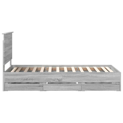 Bedframe Met Lade 90 X 200 Cm Ingenieurshout 90 x 190 cm Grijs sonoma
