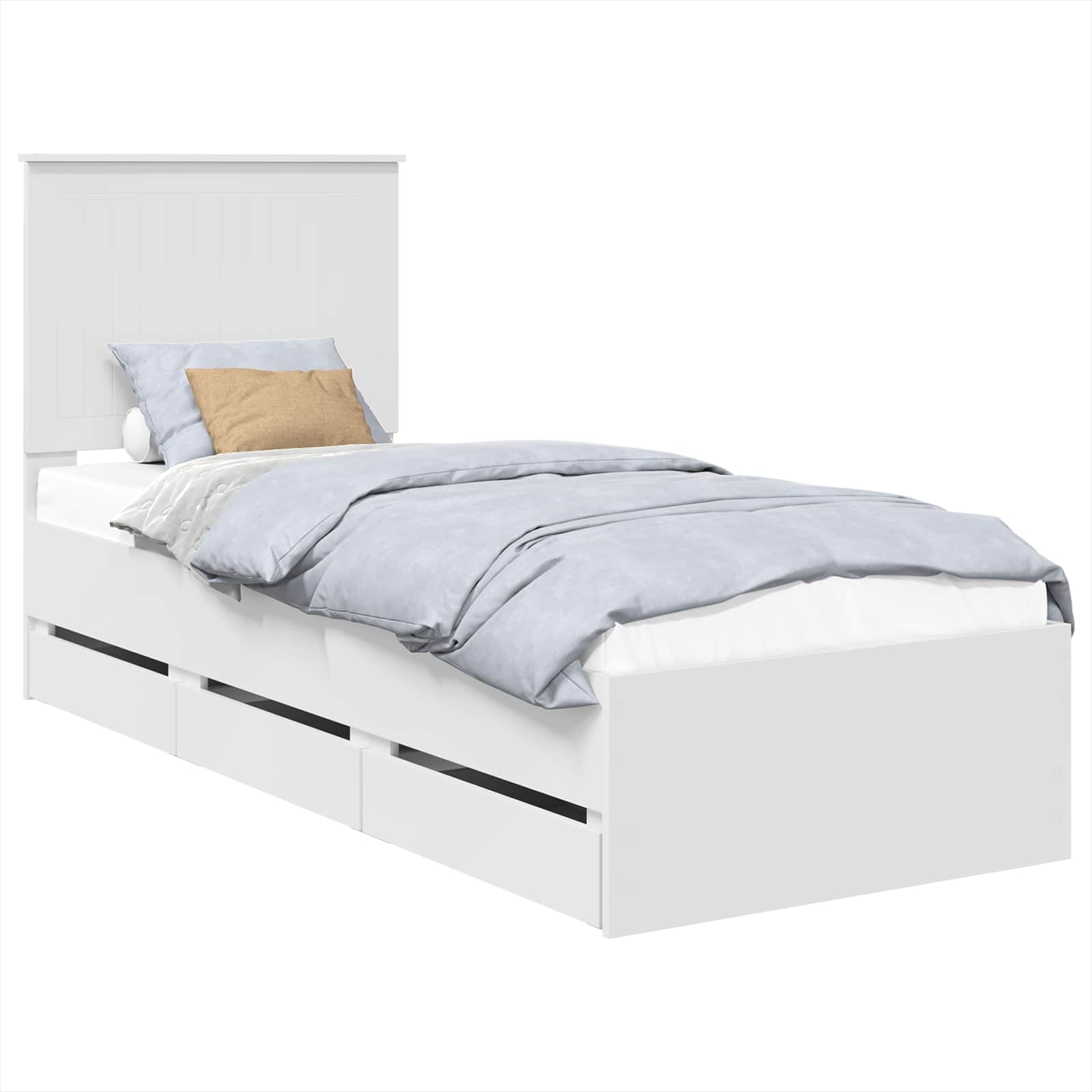 Bedframe Met Lade Met Hoofdeinde Ingenieurshout 75 x 190 cm Wit