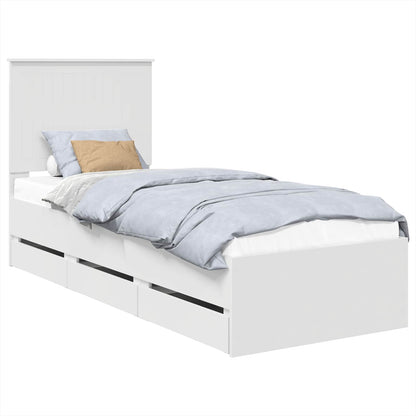Bedframe Met Lade Met Hoofdeinde Ingenieurshout 75 x 190 cm Wit
